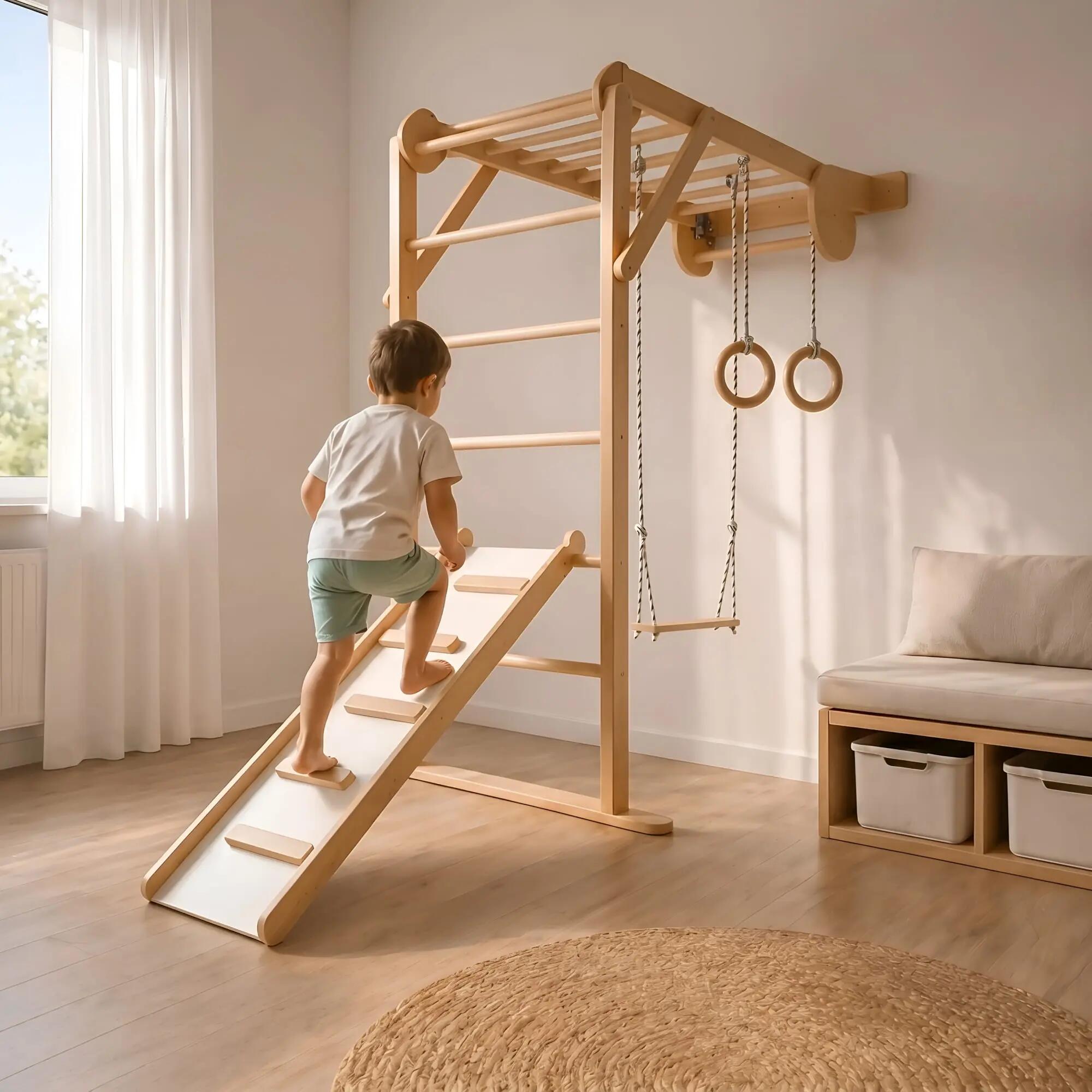 Scară de gimnastică Mini Plus Lemn, compactă, pentru copii și adulți 5/6