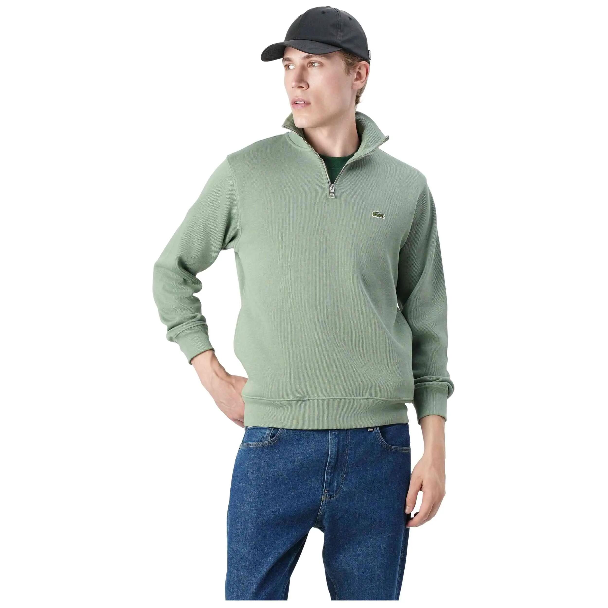 Felpa Misto Cotone Cerniera Ad Un Quarto Uomo Lacoste Verde 5/6