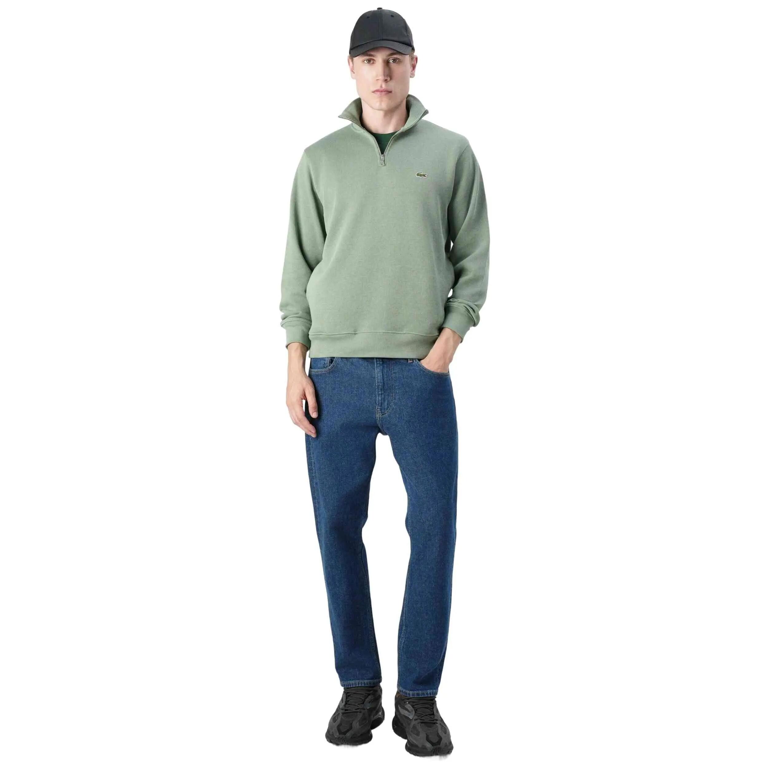 Felpa Misto Cotone Cerniera Ad Un Quarto Uomo Lacoste Verde 4/6