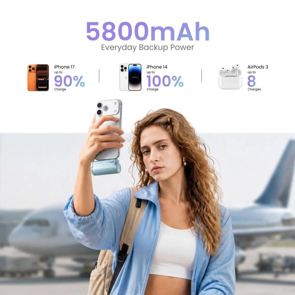 Flow Mini 2 Pro 5800mAh Powerbank mit fest verbautem Kabel, Silber 6/8