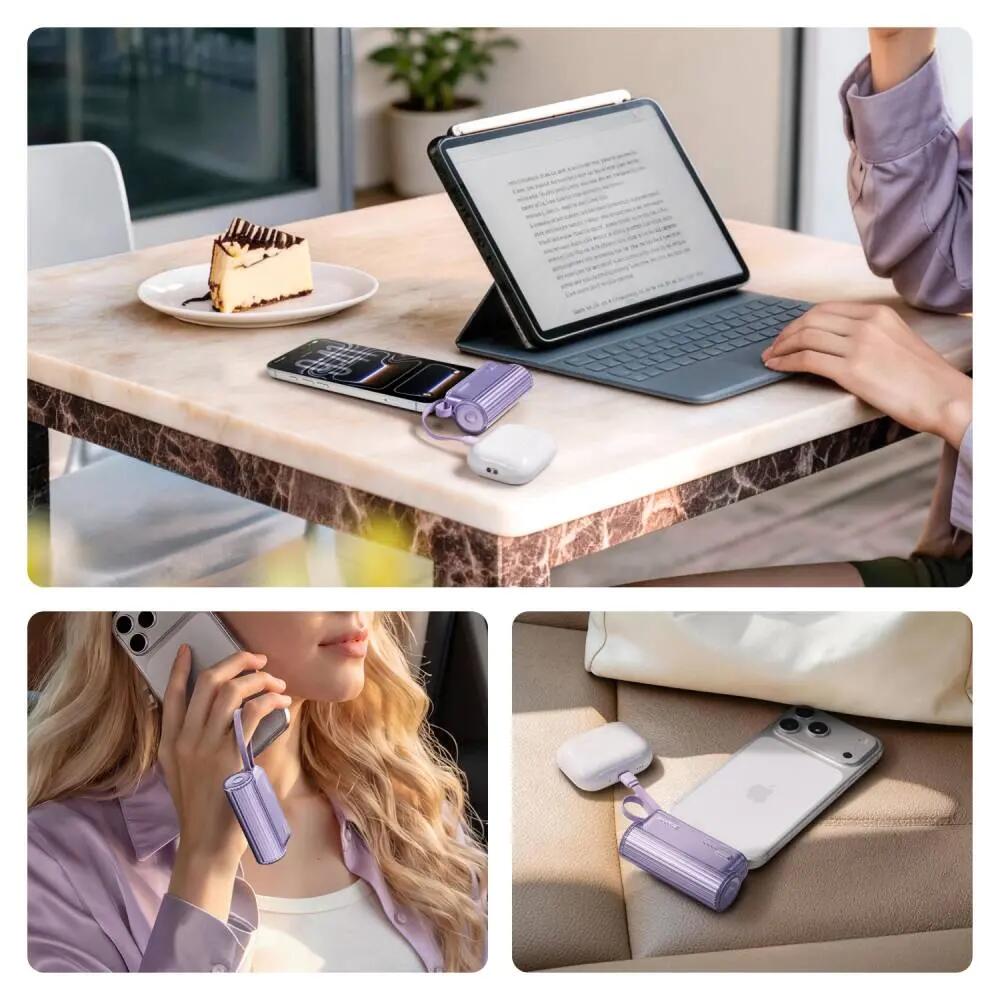 Flow Mini 2 Pro 5800mAh Powerbank mit fest verbautem Kabel, Silber 4/8