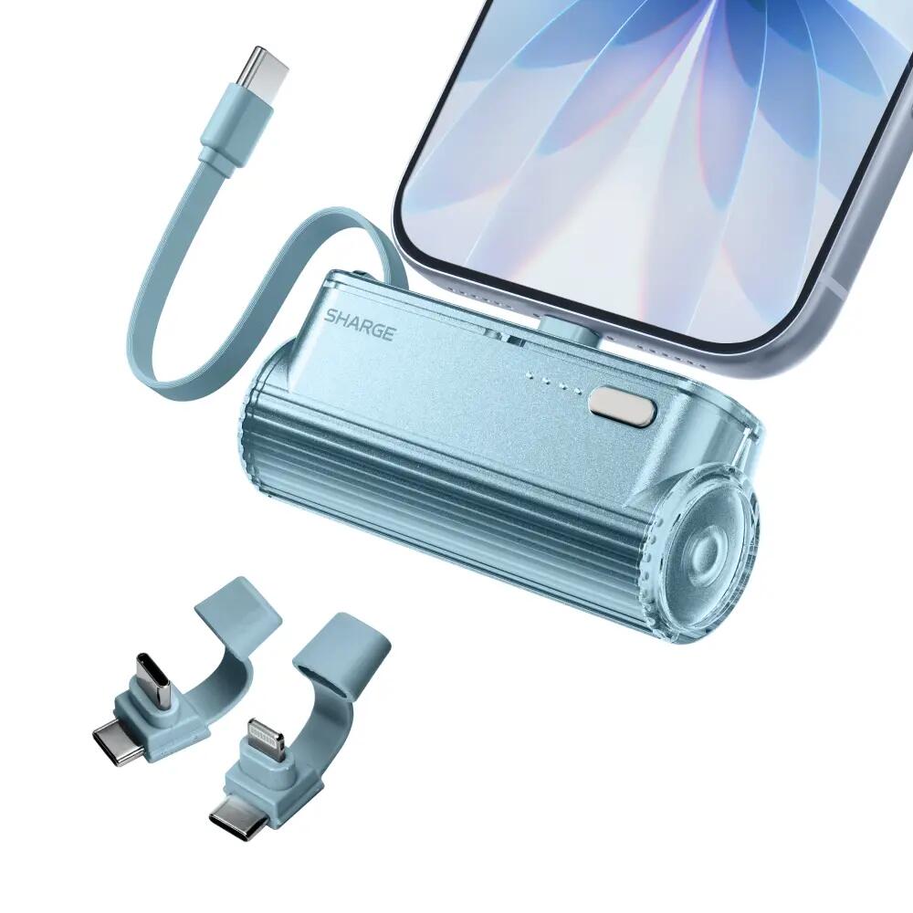 Flow Mini 2 Pro 5800mAh Powerbank mit fest verbautem Kabel, Blau 2/8