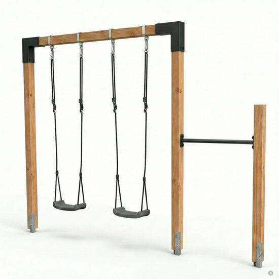 EXIT Linea 85 doppelte Holzschaukel mit Reckstange