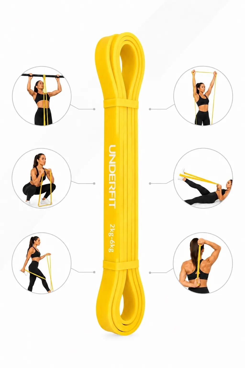 Guma do podciągania UNDERFIT Power Band Żółta 2-6 kg 3/7