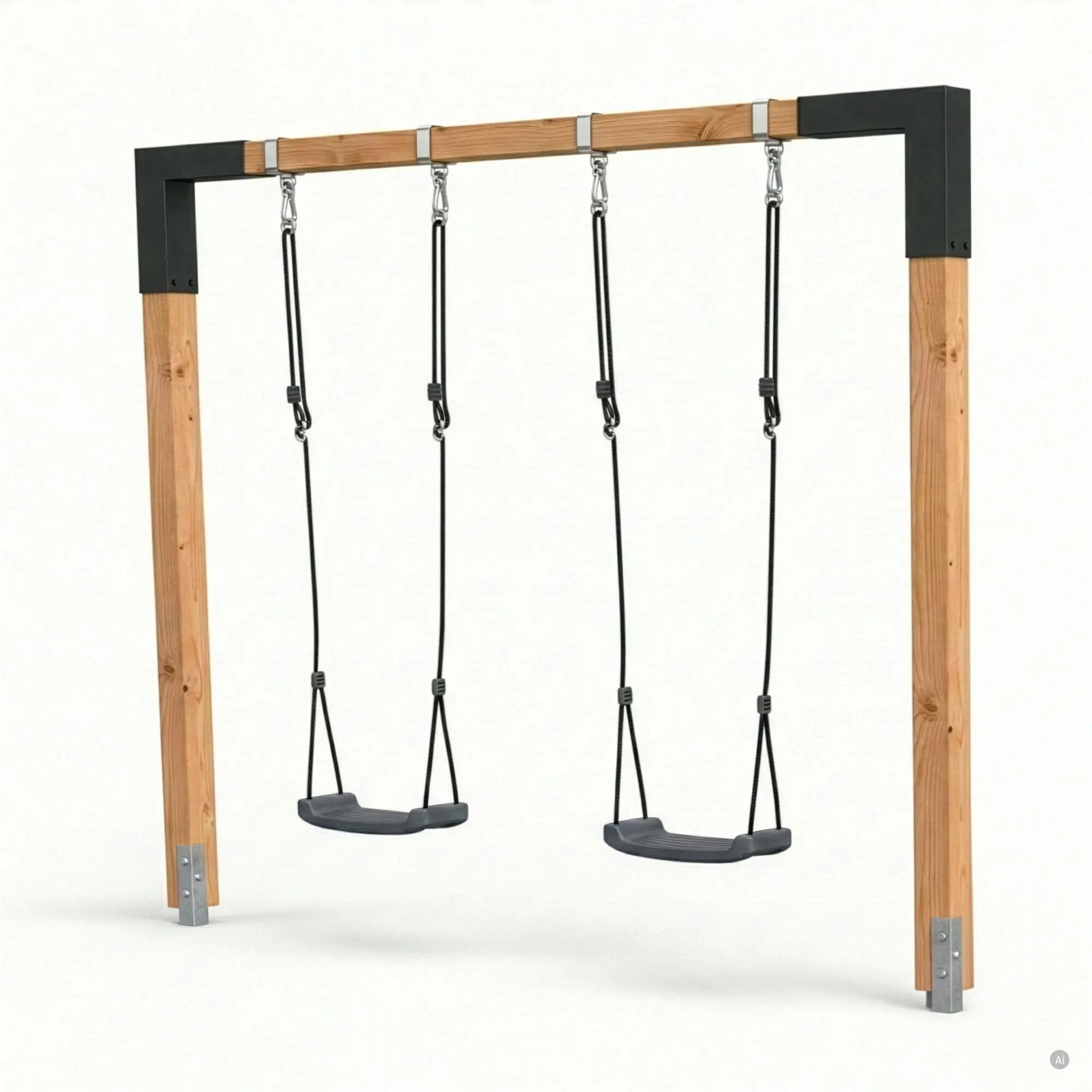 Linea 85 balançoire double en bois 1/7