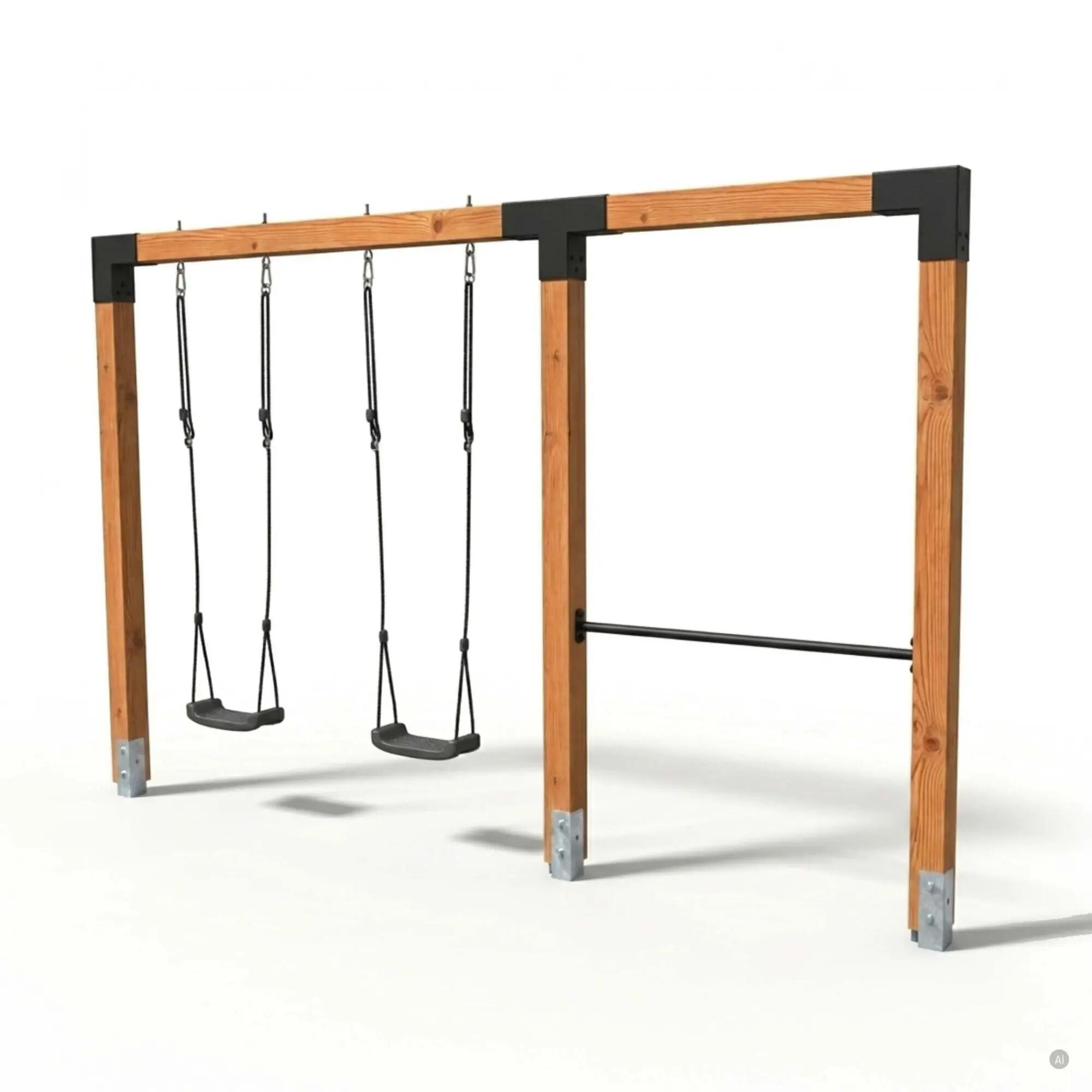 EXIT Linea Robust 110 doppelte Holzschaukel mit Reckstange 1/5