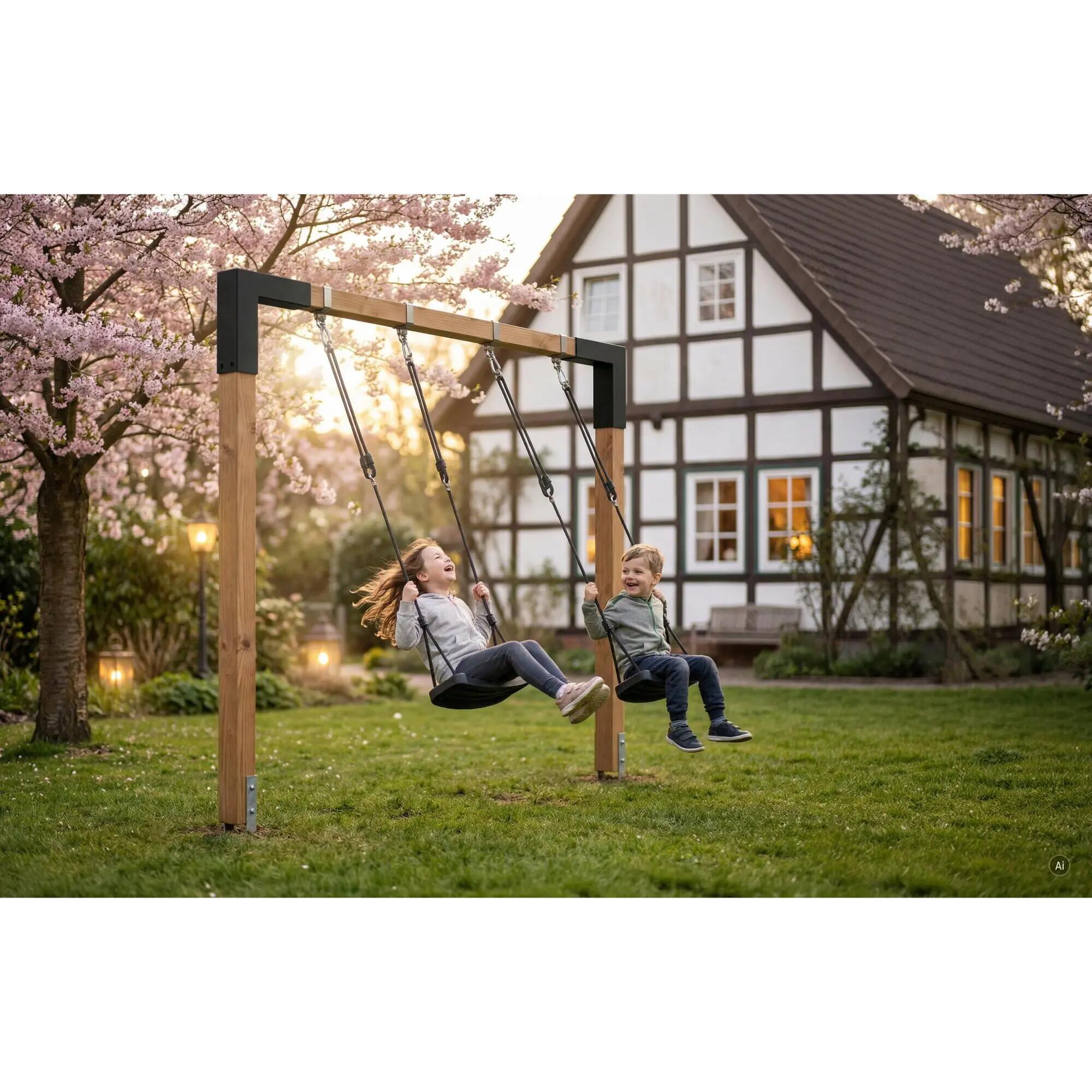Linea 85 balançoire double en bois 5/7