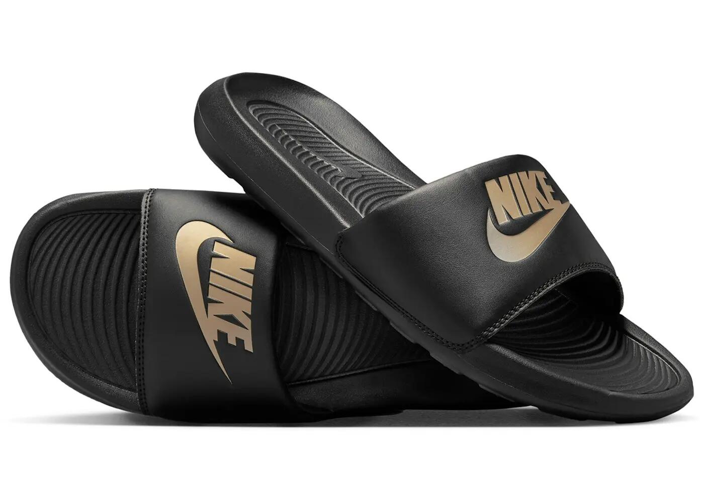 Nike Victori One Slide Black Metallic Gold 2/3
