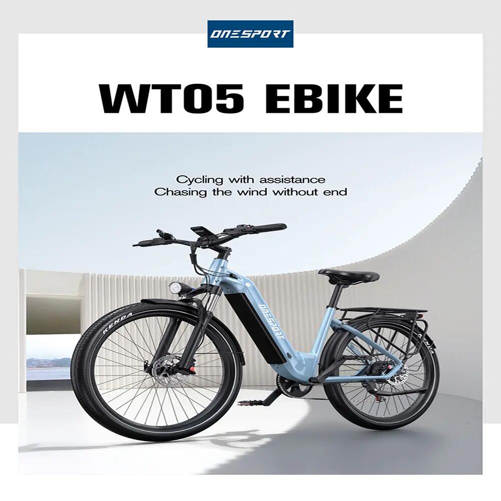 Bicicleta elétrica urbana ONESPORT WT05, bateria 36V 18,2Ah pneus 27,5 polegadas 7/11