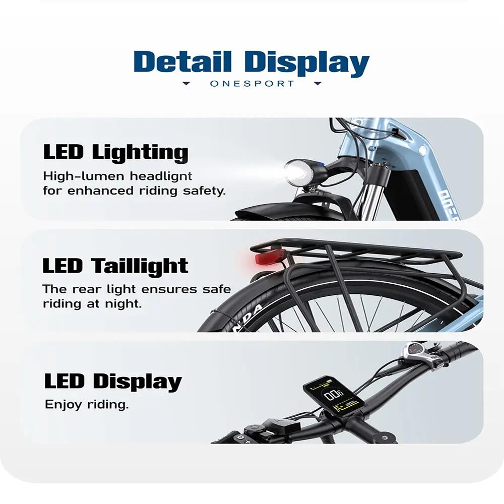 Bicicleta elétrica urbana ONESPORT WT05, bateria 36V 18,2Ah pneus 27,5 polegadas 11/11