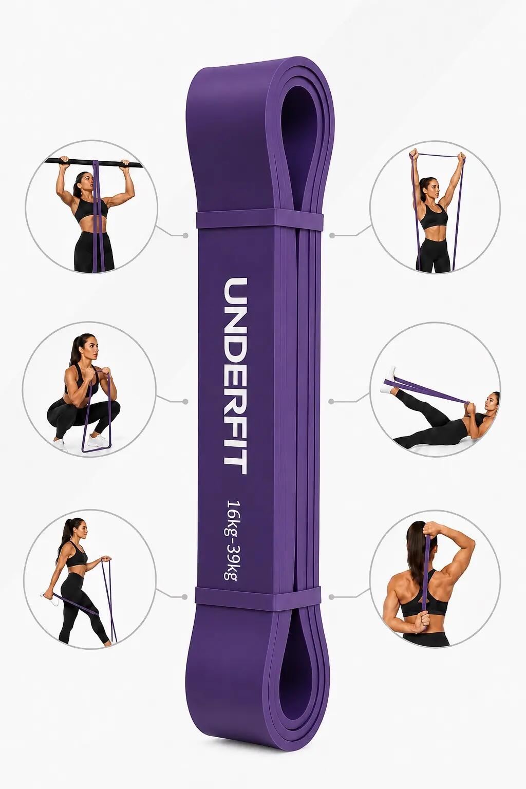 Guma do podciągania UNDERFIT Power Band Fioletowa 16-39 kg 3/7
