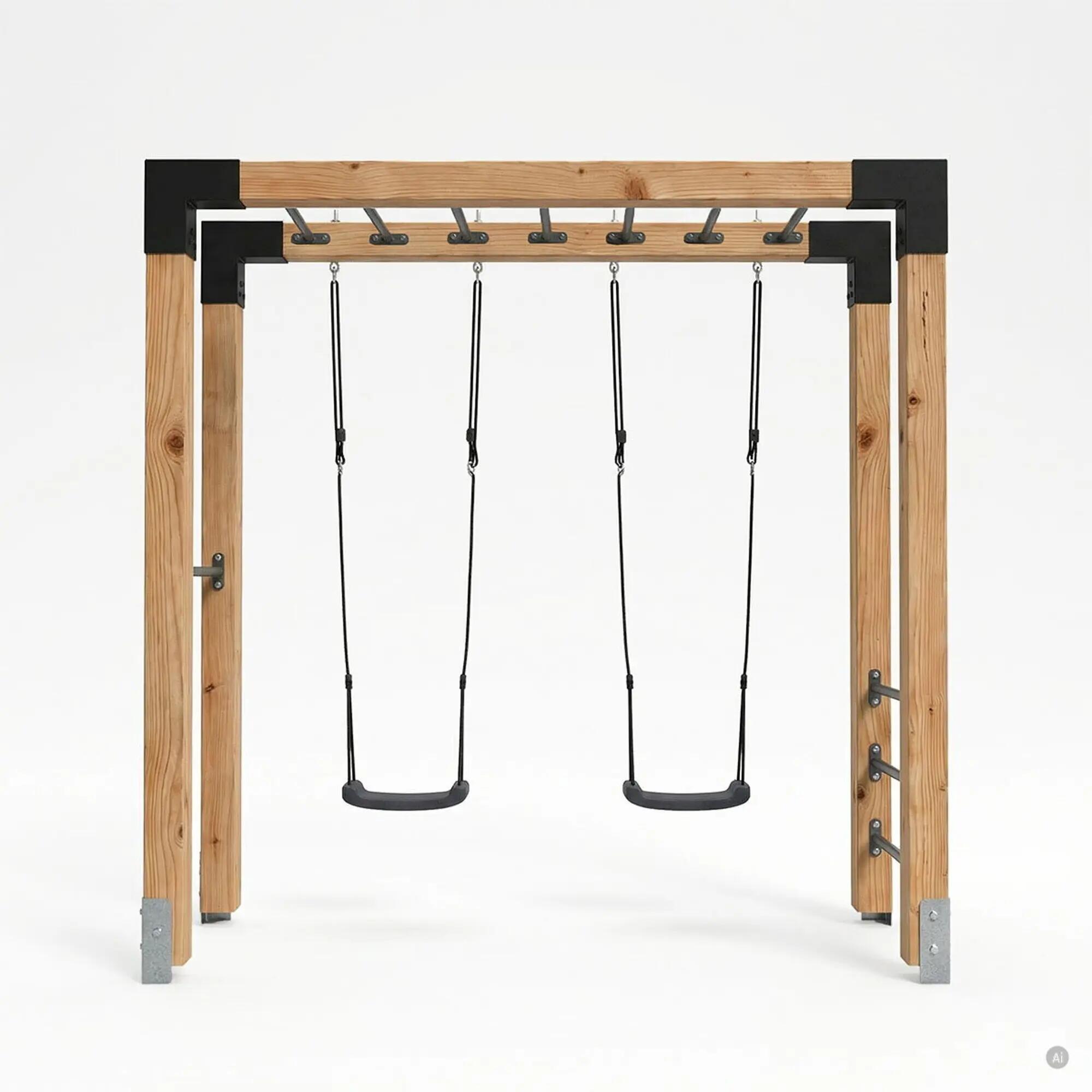 Linea Robust 110 houten monkeybar met dubbele schommel 2/7