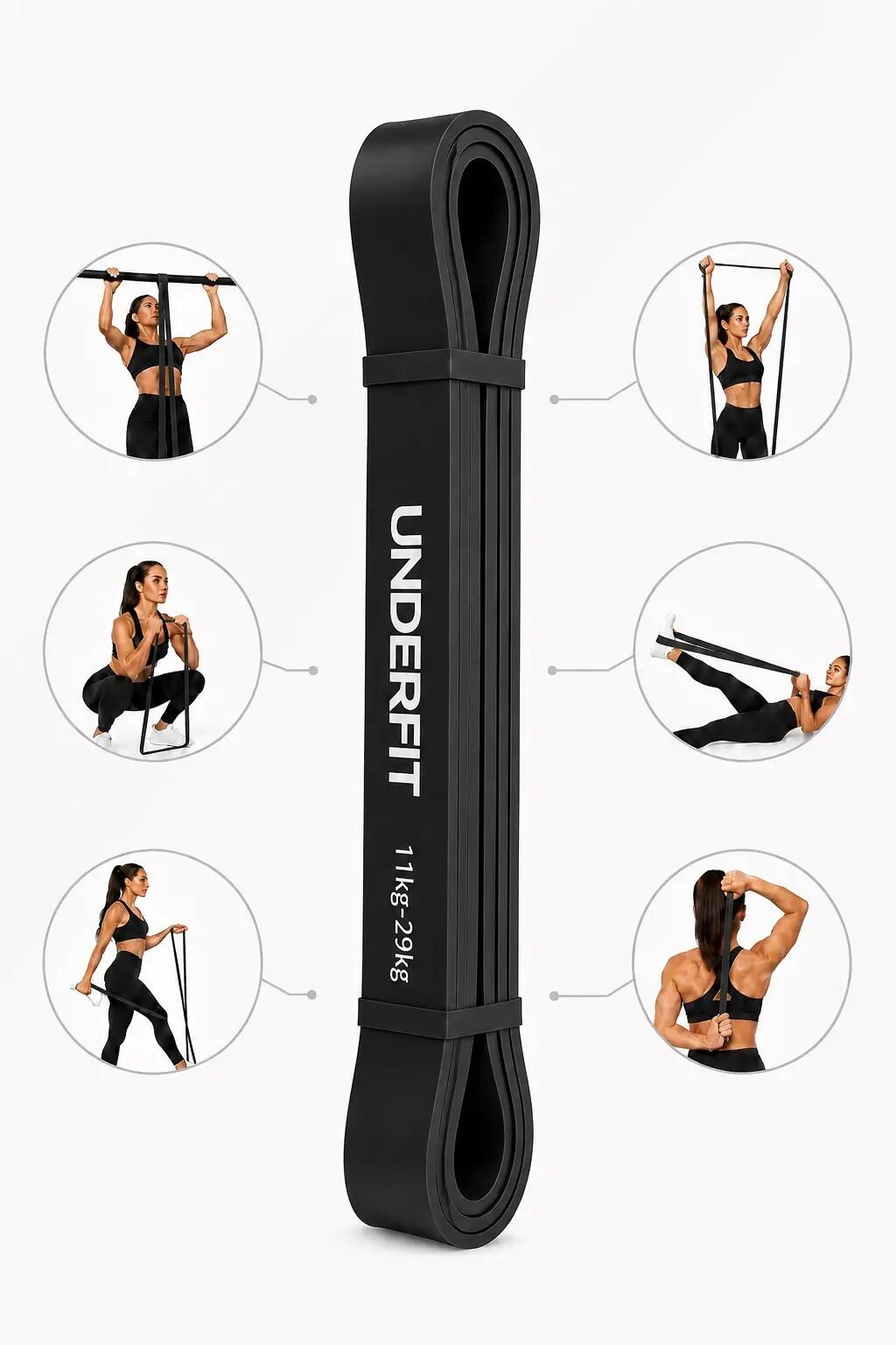Guma do podciągania UNDERFIT Power Band Czarna 11-29 kg 3/7