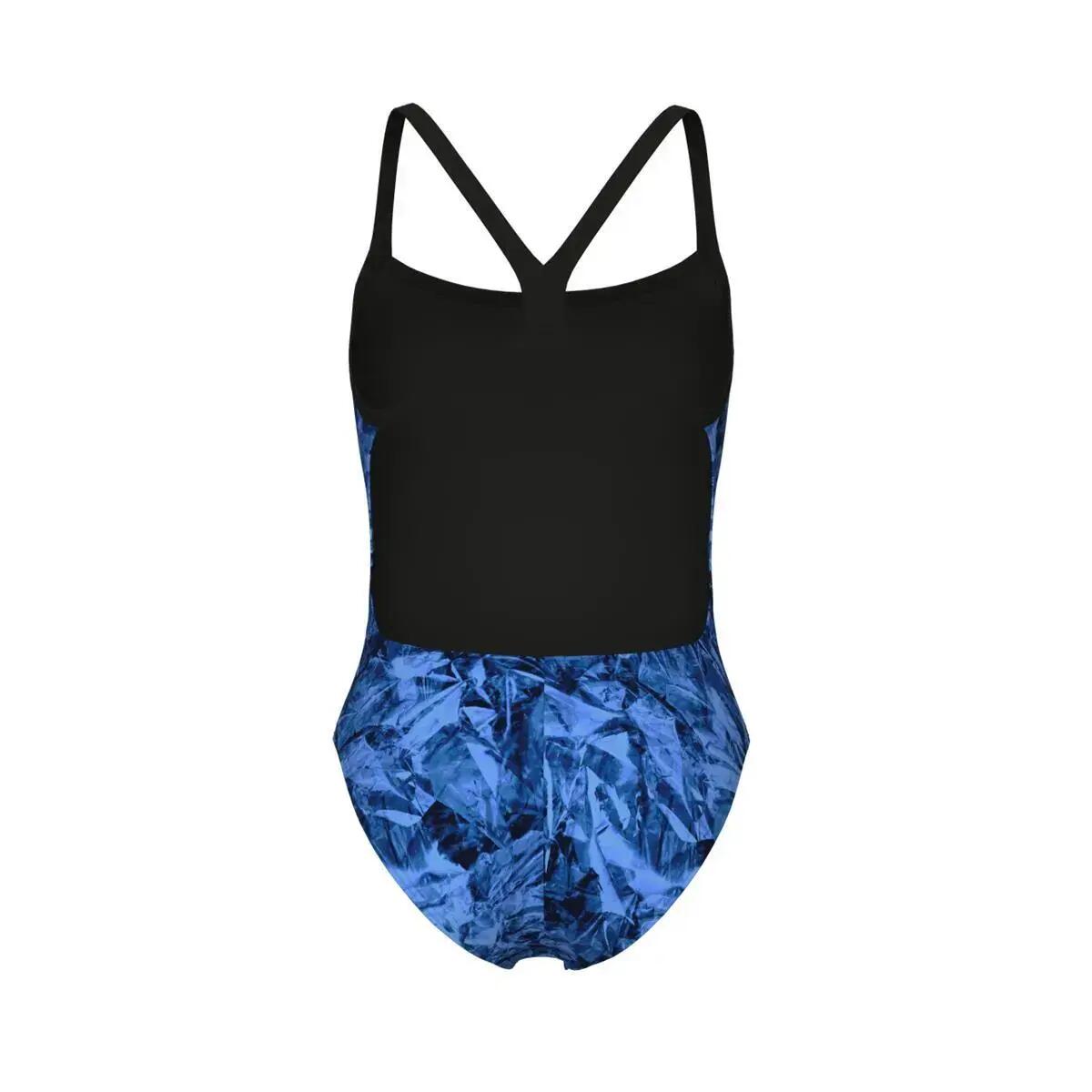 Arena Maillot de bain dos nu Team Crackle Challenge pour femme - Noir / Bleu roi 2/2