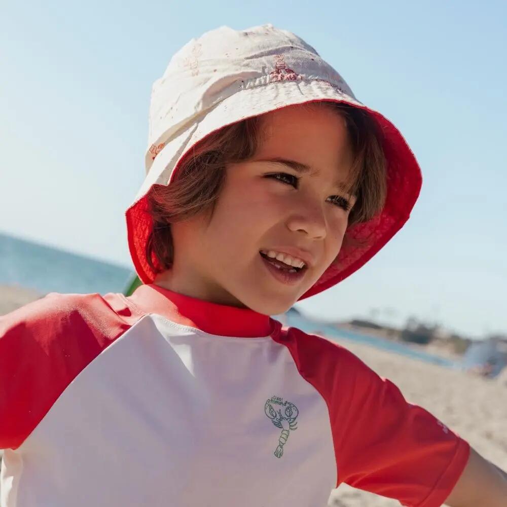 Chapeau de soleil réversible - Beige/Rouge - Little Lobster - 4/8 Ans 2/4
