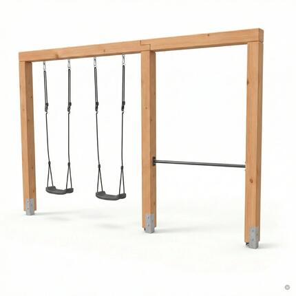 Linea Massiv 140 dubbele houten schommel met duikelrek