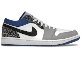 Chaussures - marche - homme - basse cuir imprimée - jordan 1 - blanc/bleu 3/3