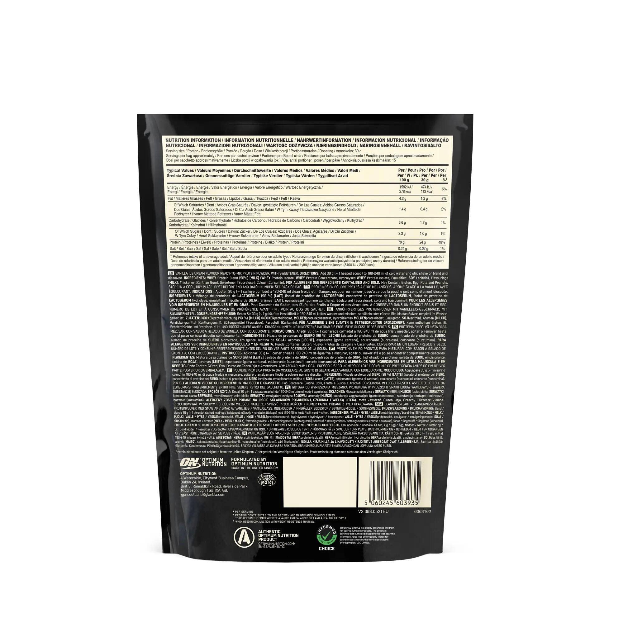 Optimum Nutrition 100% Whey Gold Standard 1 Lbs (450 gr) 2/2
