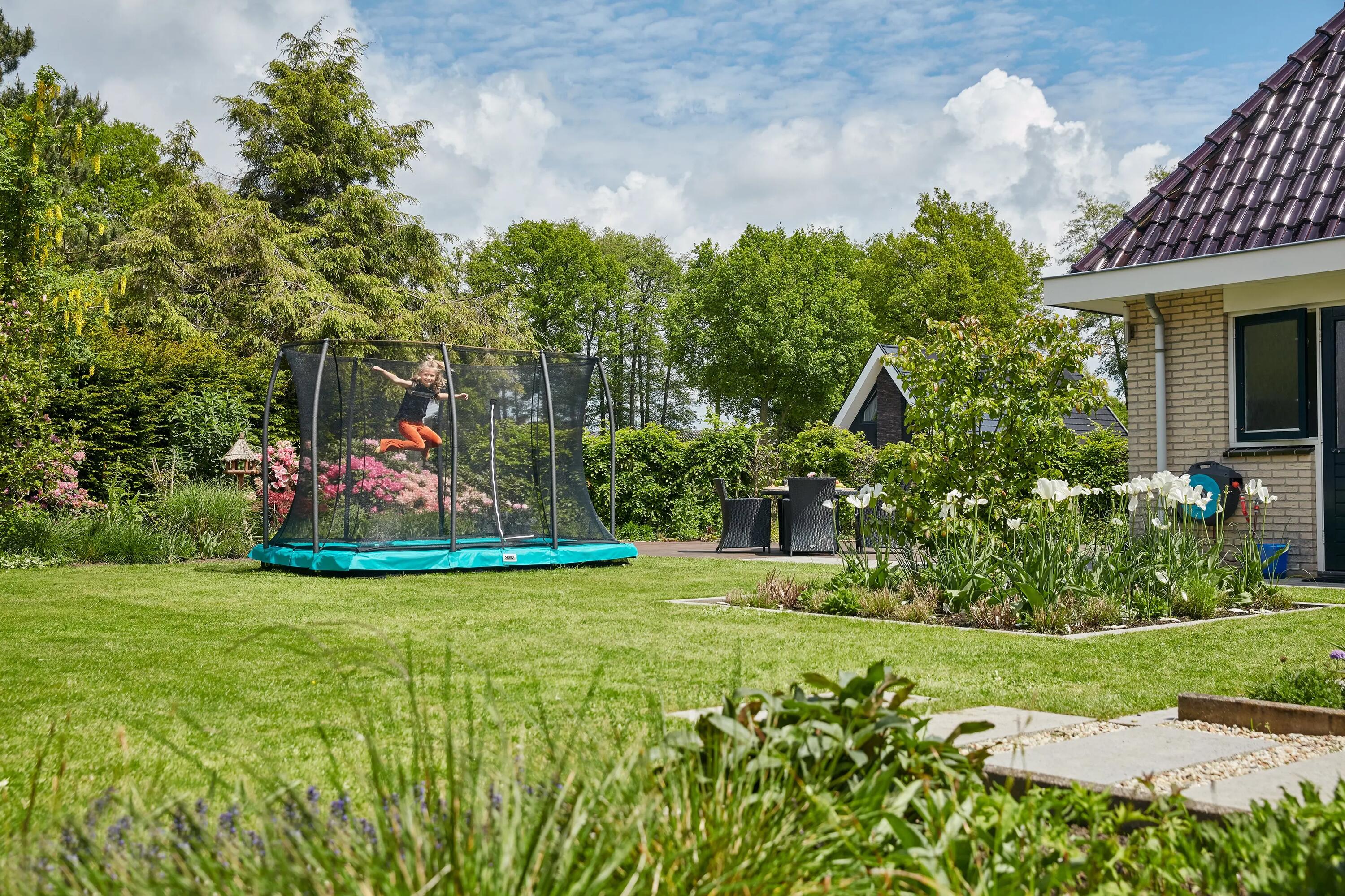 Trampoline - Comfort Edition Ground - 427 cm - Rond Groen 15/16