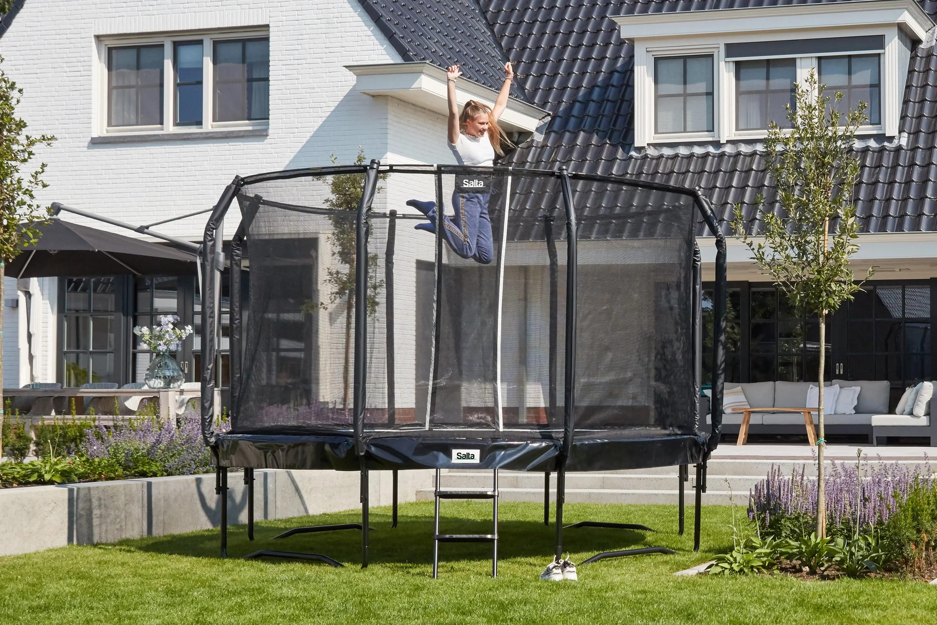 Trampoline - First Class - 427 cm - Rond Noir 12/16