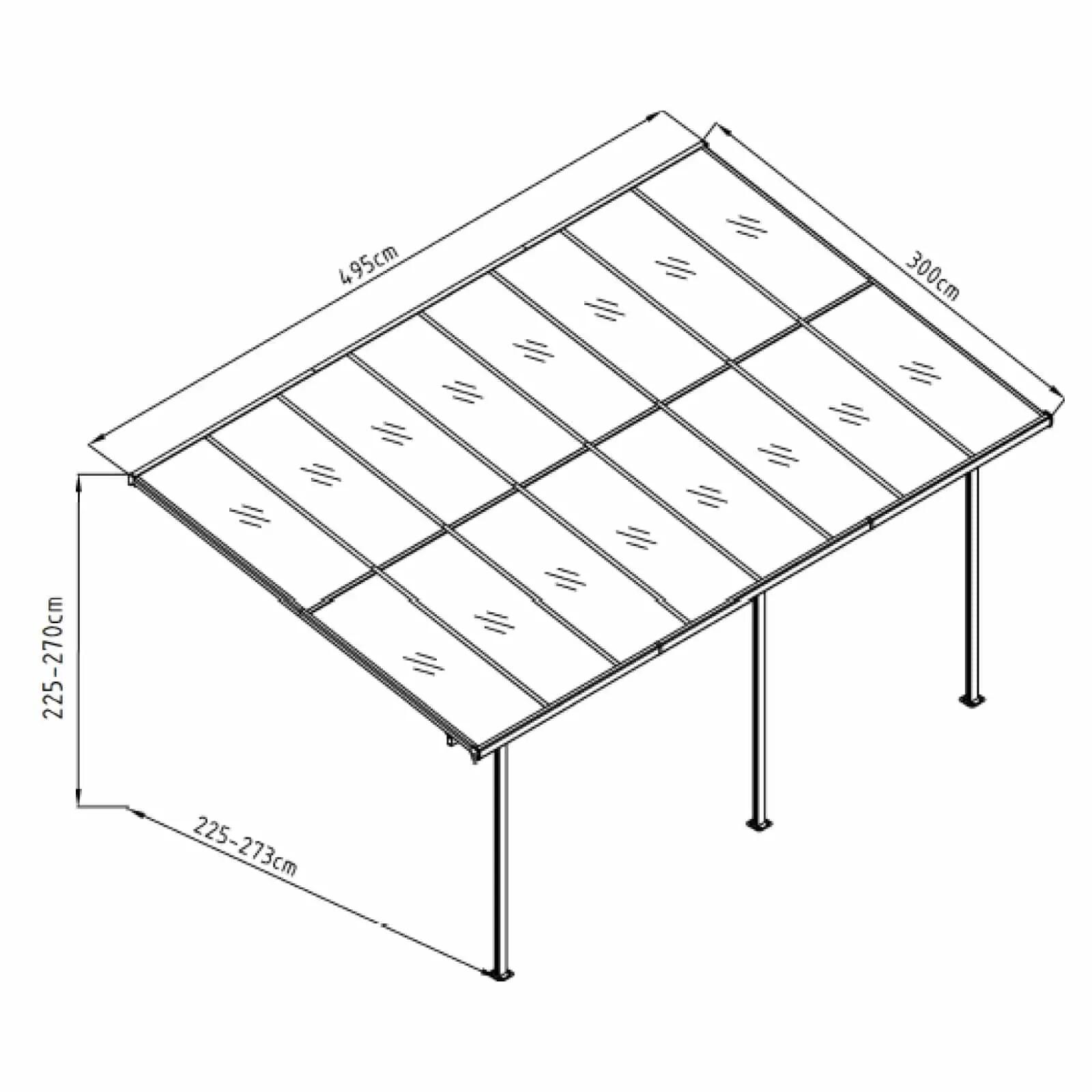 Pérgola de Pared para Jardín Gardiun Elliot 15 m² 495x300x225/270 cm Aluminio y 4/4