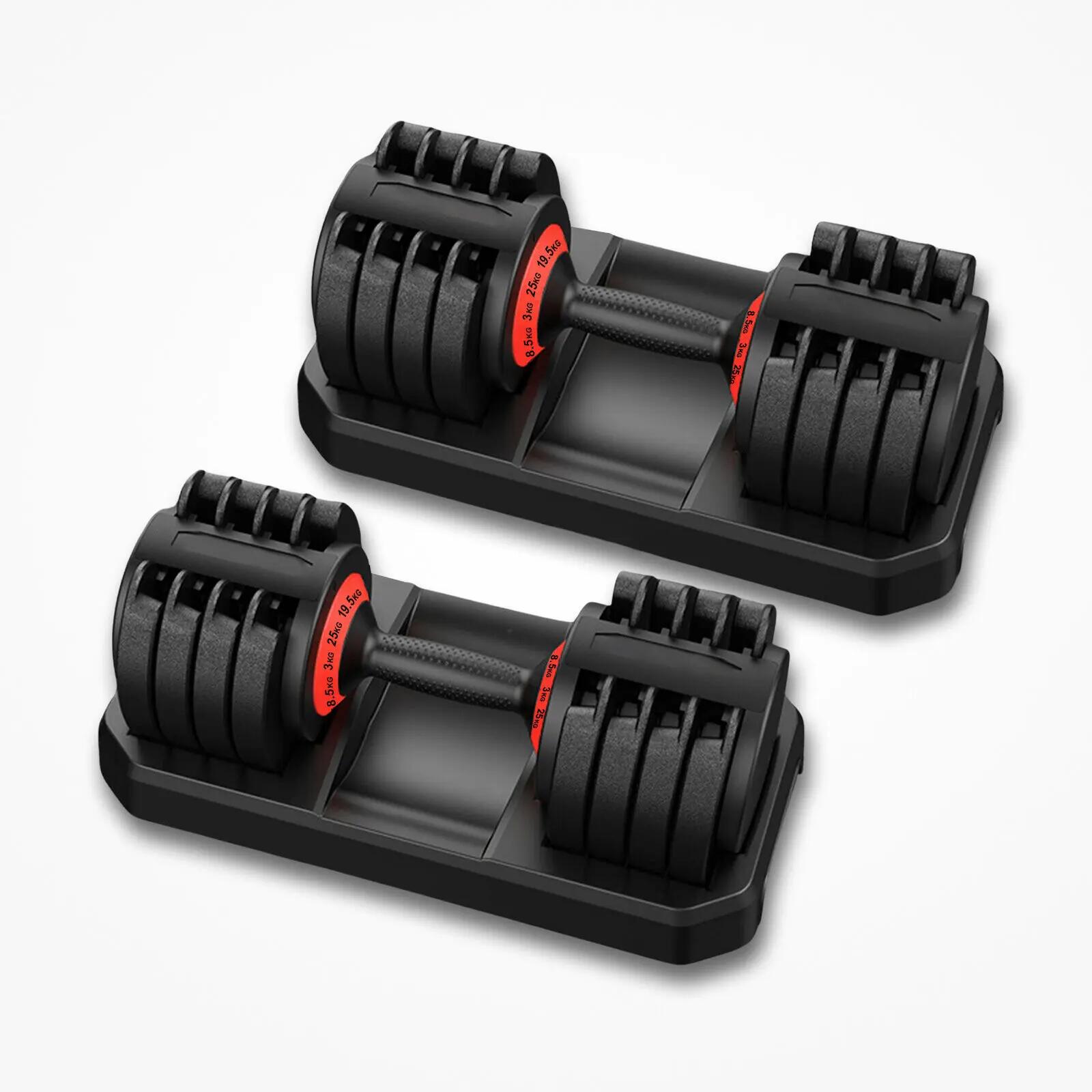 FitnessLab 2x25kg Adjustable Dumbbells Dumbbell Set Weight Dumbbells Plates 50kg