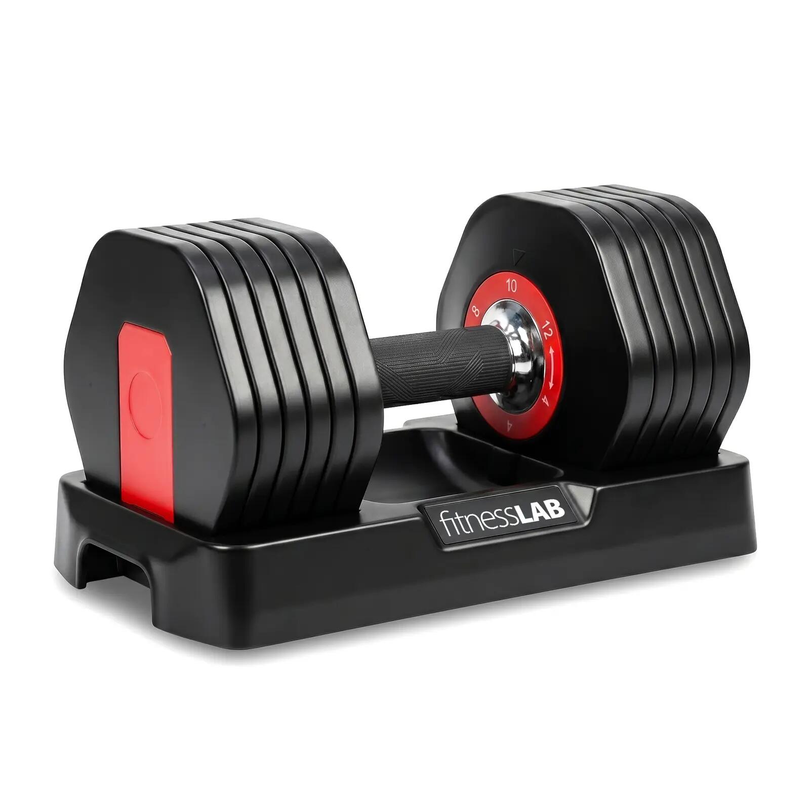 fitnessLAB 12kg Fast Adjustable Dumbbell Gym Weight for Exercise Fitness