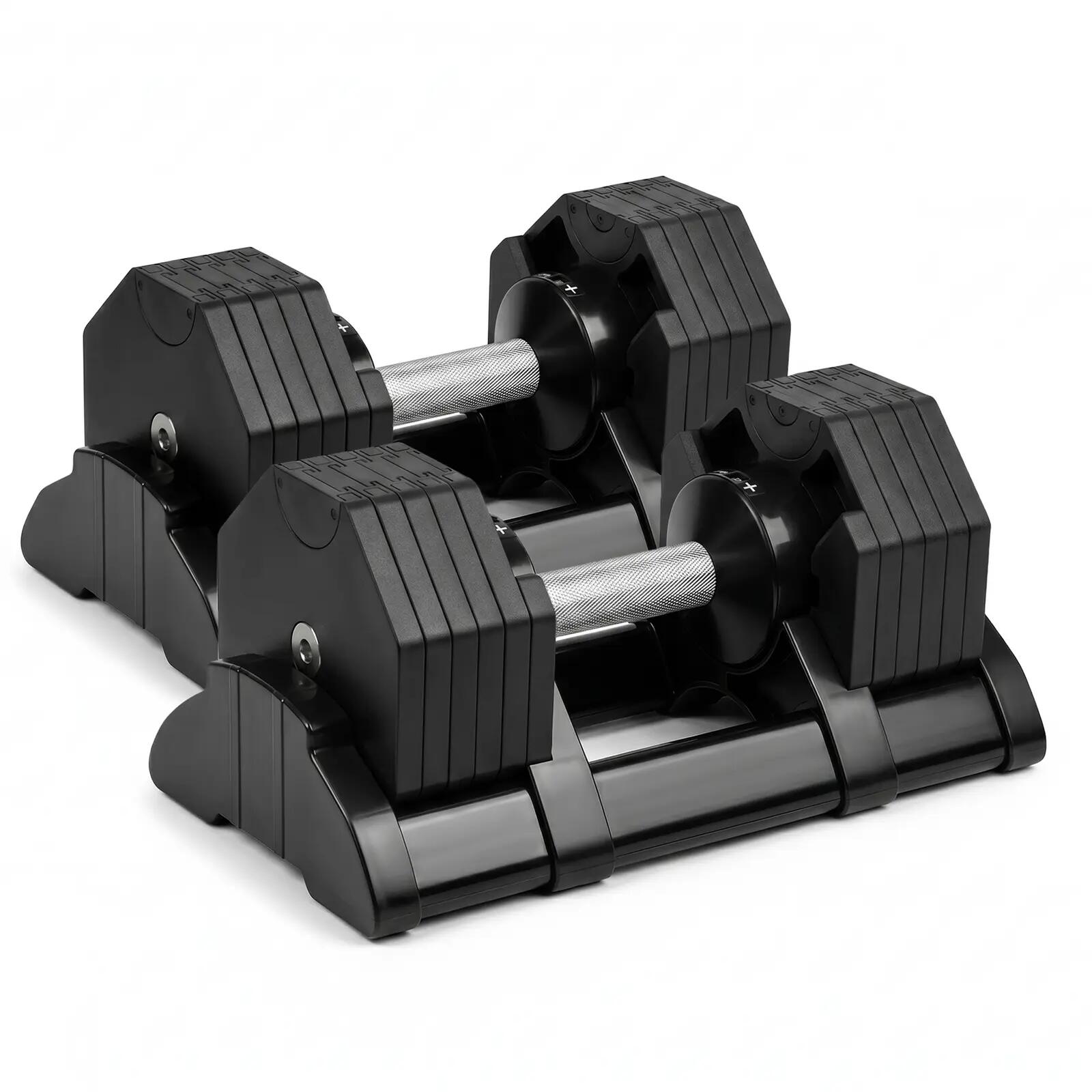 fitnessLAB 2x 20kg Adjustable Dumbbell Quick Adjust & Anti-Roll Octagonal Design