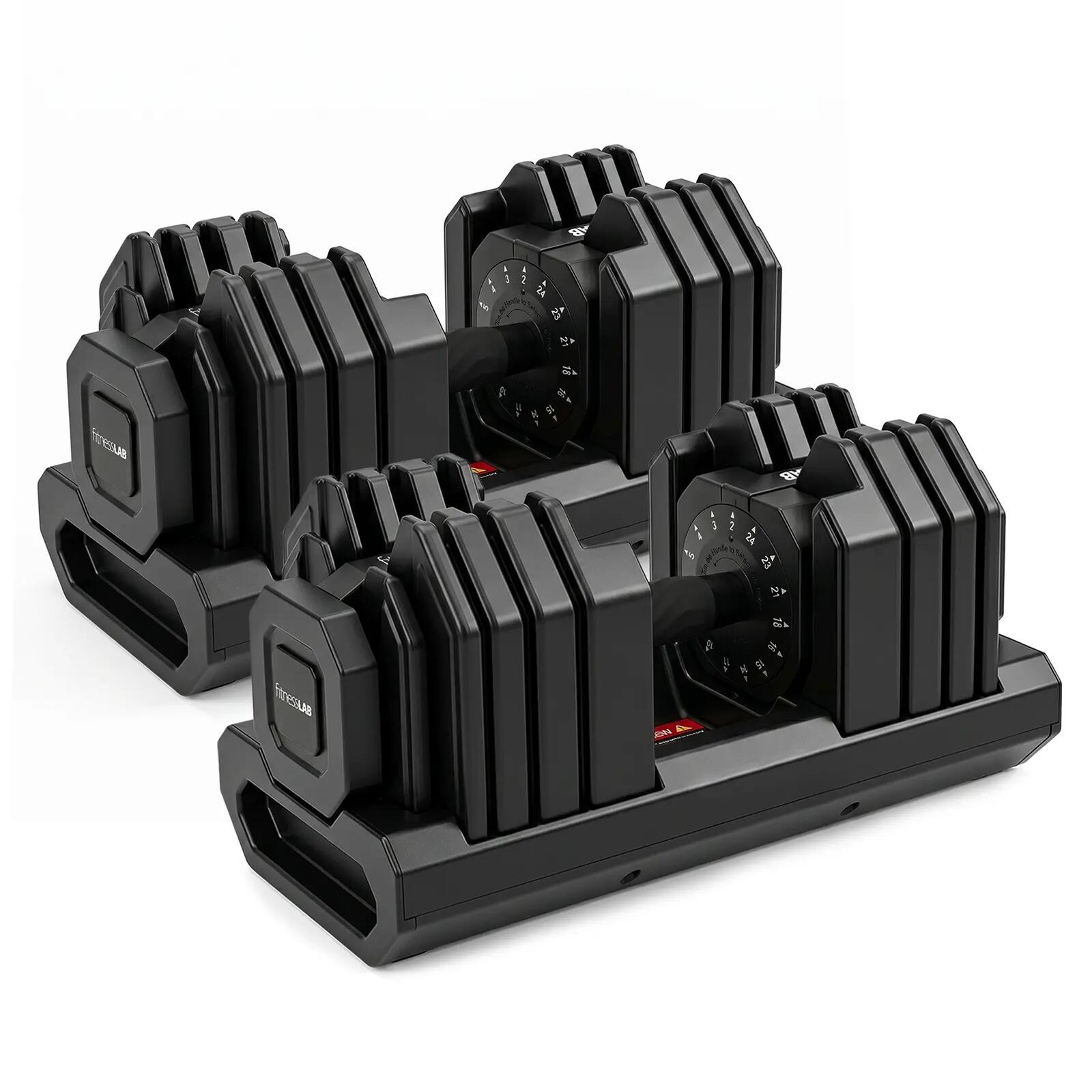 FitnessLAB 2X 24kg Fast Adjustable Dumbbell Gym Weight for Exercise Fitness