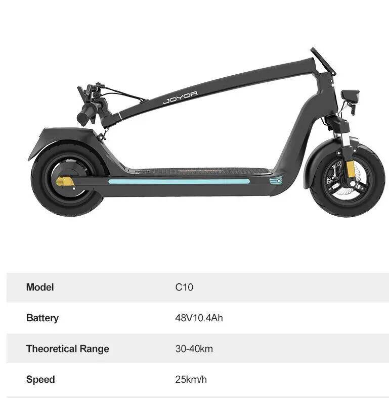 Patinete Eléctrico Plegable JOYOR C10｜48V10.4AH｜Neumático 10" 3/8