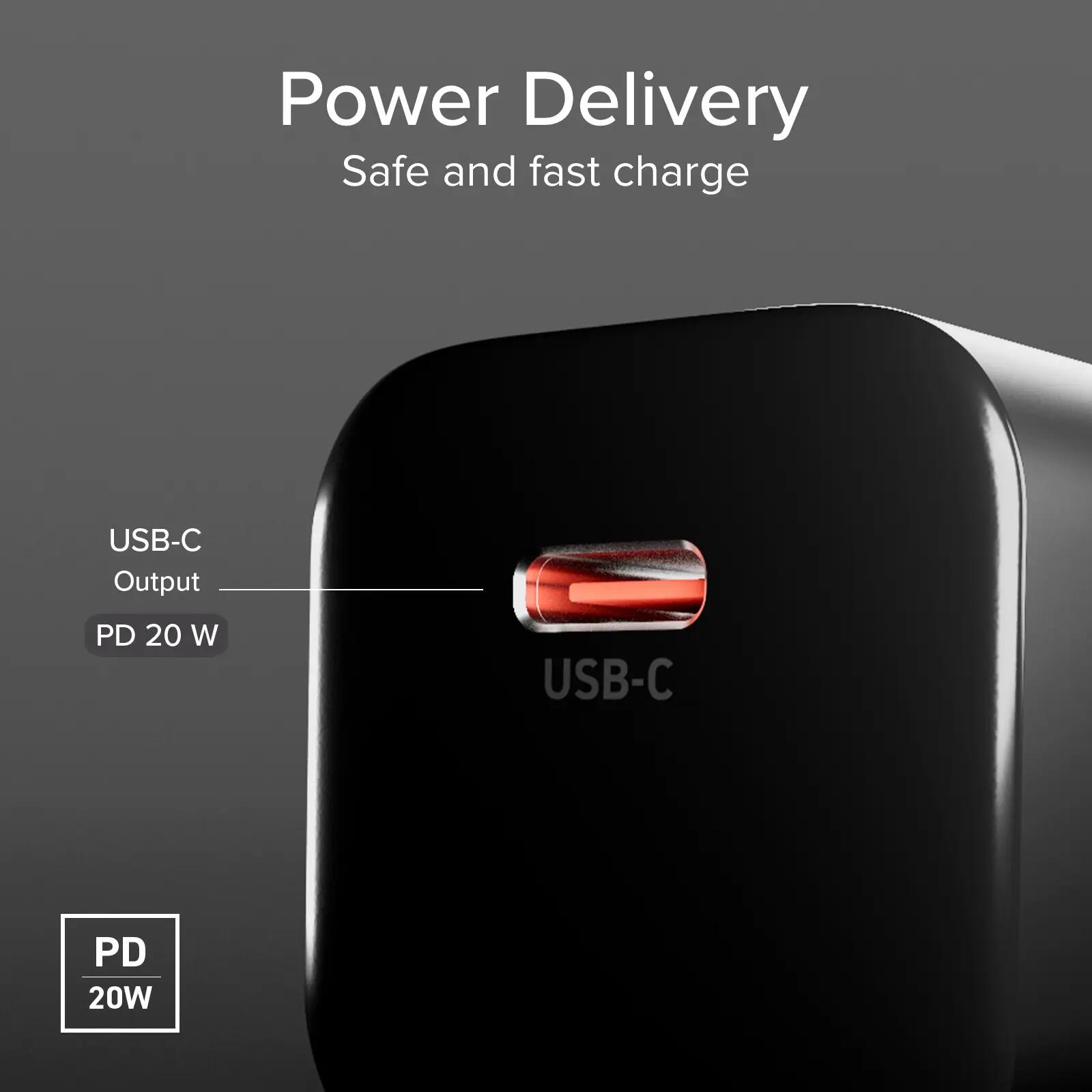 Chargeur mural USB-C 20W GaN PD 3.0 format mini pour smartphones et tablettes 5/7