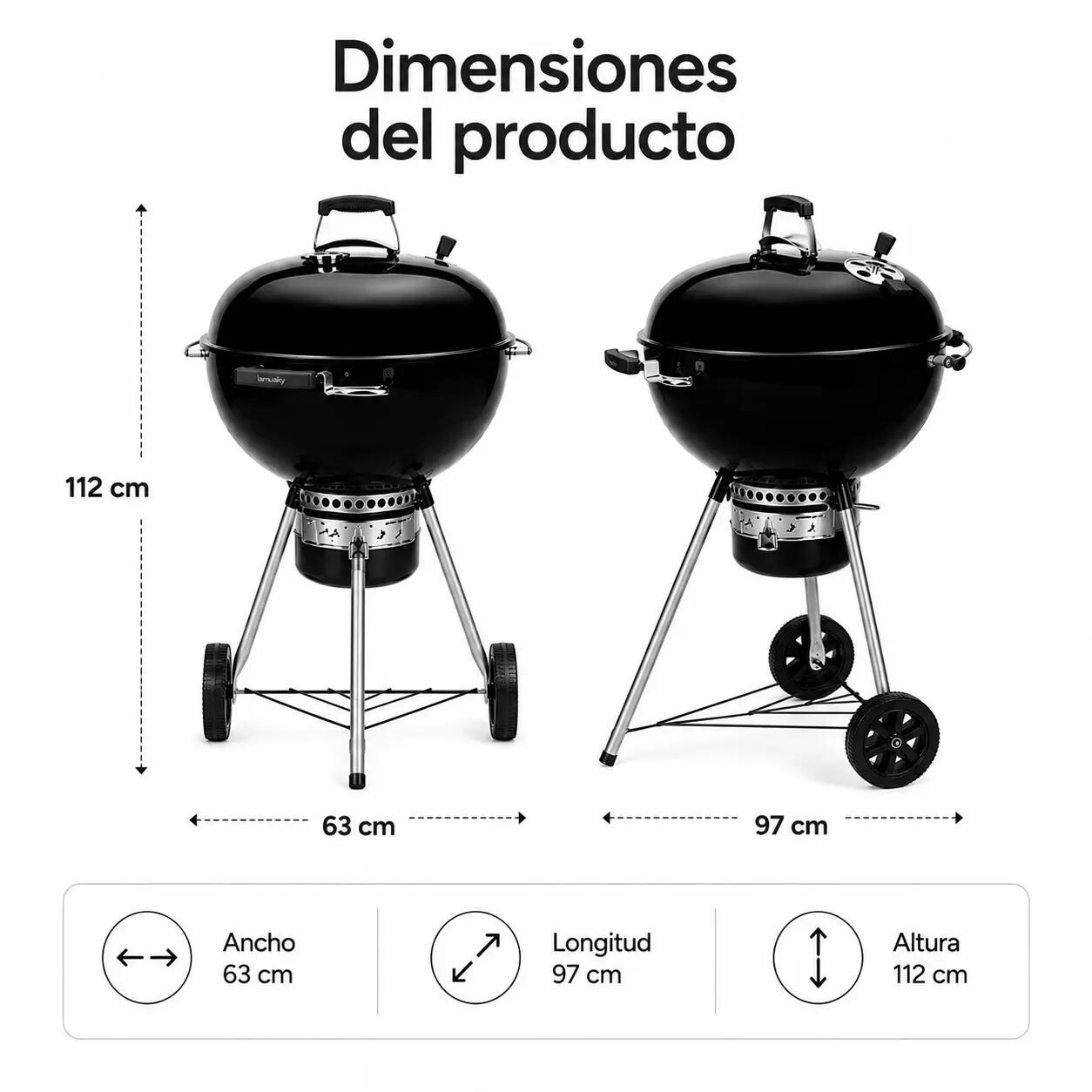 Barbecue portable au charbon rond avec couvercle 6/6