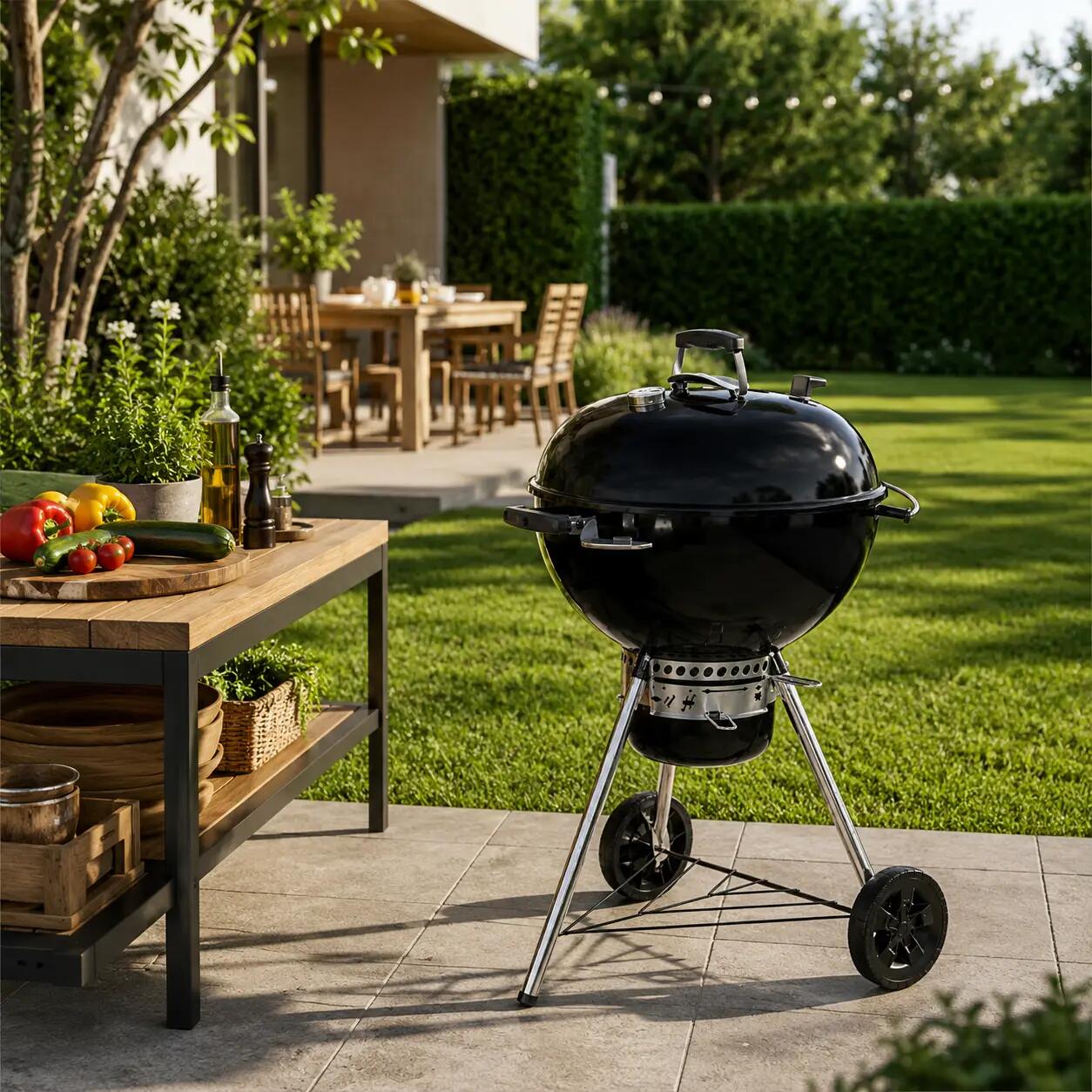 Barbecue portable au charbon rond avec couvercle 2/6