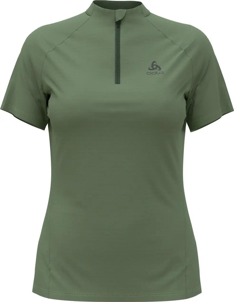T-Shirt Running Odlo Essential 1/2 Zip Femme Kaki 3/4