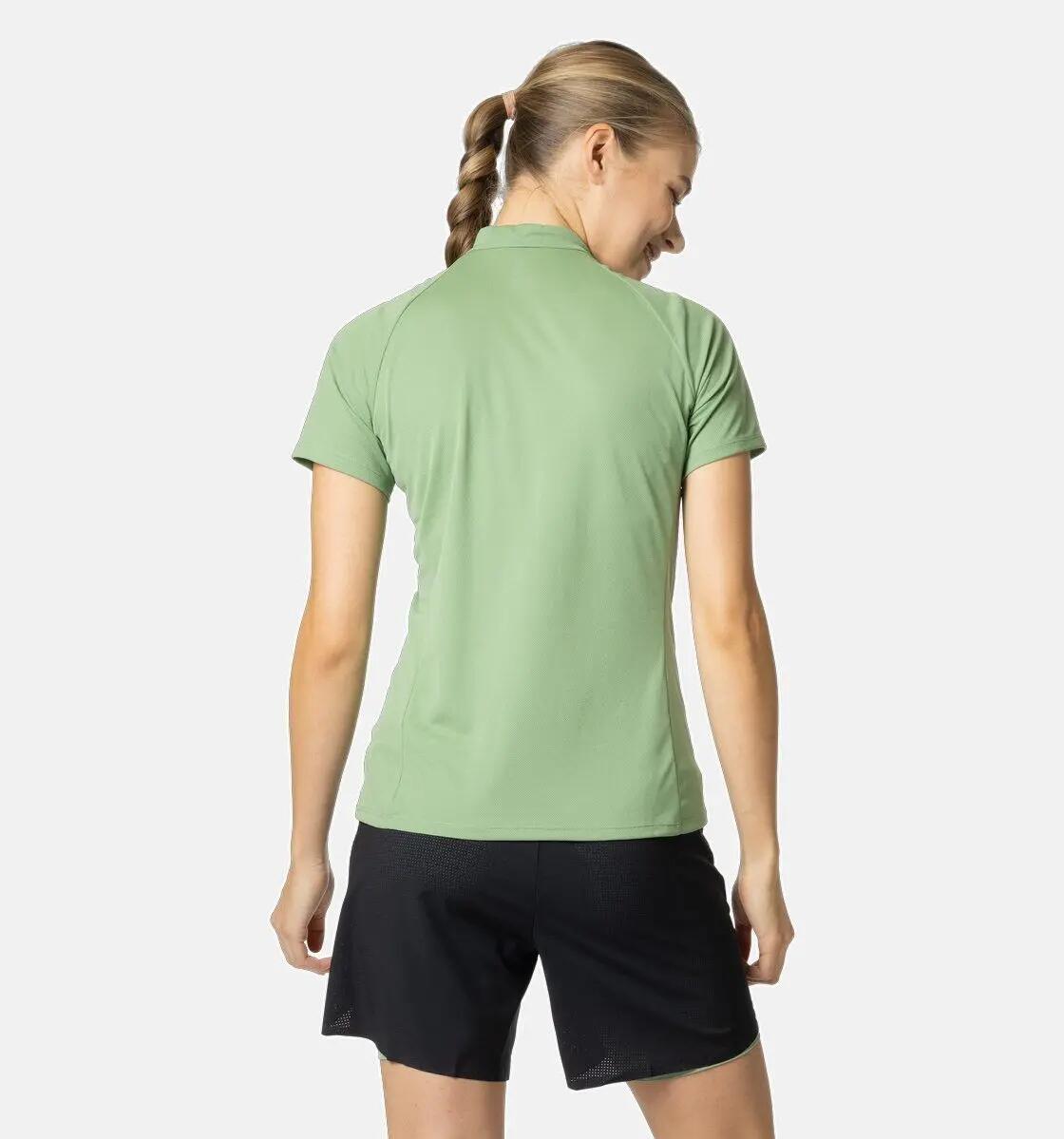 T-Shirt Running Odlo Essential 1/2 Zip Femme Kaki 2/4
