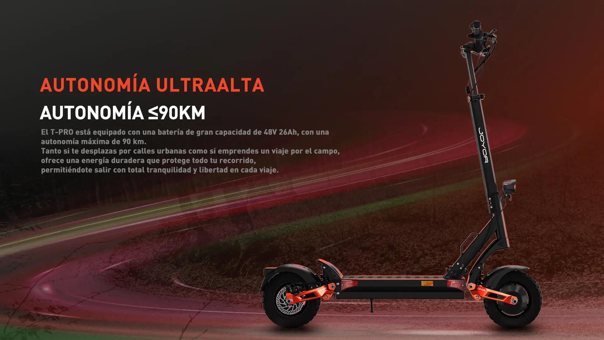 Patinete Eléctrico para Adultos JOYOR T-PRO 48V26Ah, Neumáticos 10", DGT 5/8