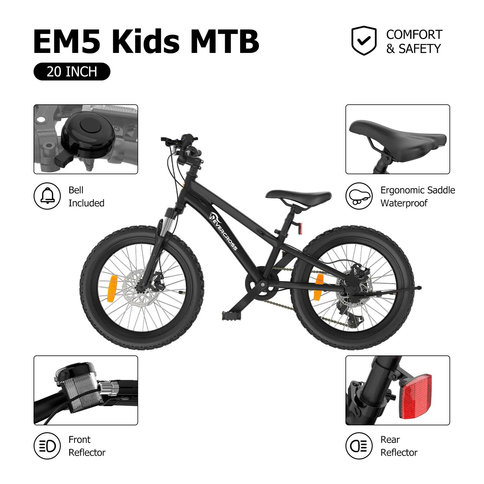MTB Mountain bike bambino 20" EM5 7 velocità freni a disco forcella ammortizzata 12/15