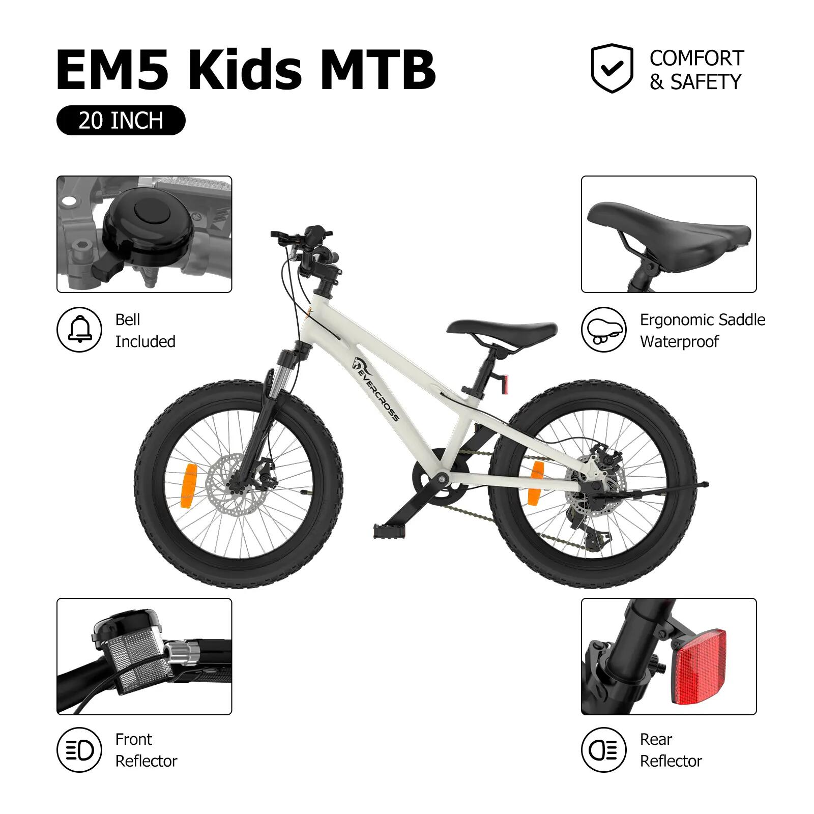 MTB Mountain bike bambino 20" EM5 7 velocità freni a disco forcella ammortizzata 9/15