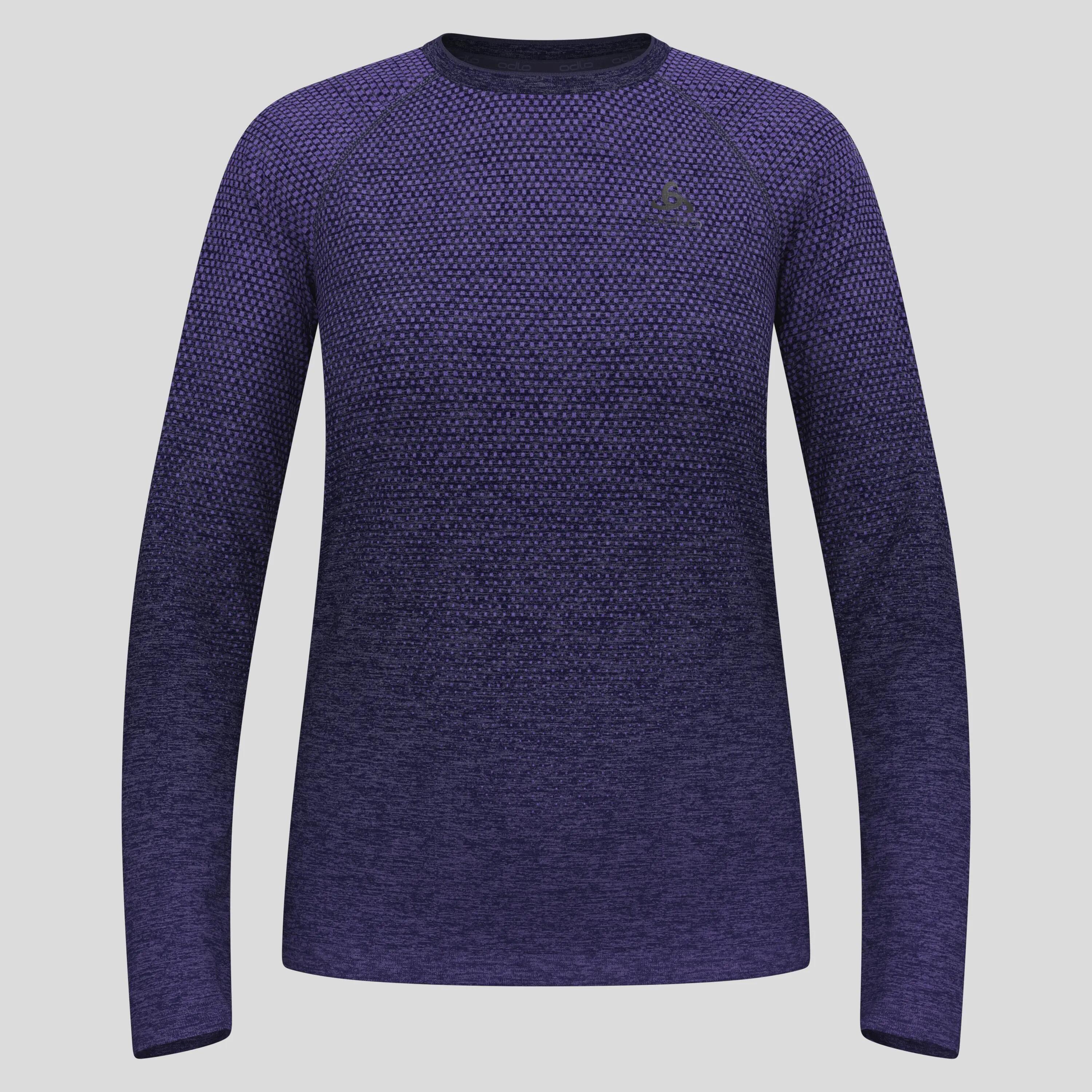 T-shirt running femme Odlo Essentials Seamless manches longues — Bleu foncé 6/7