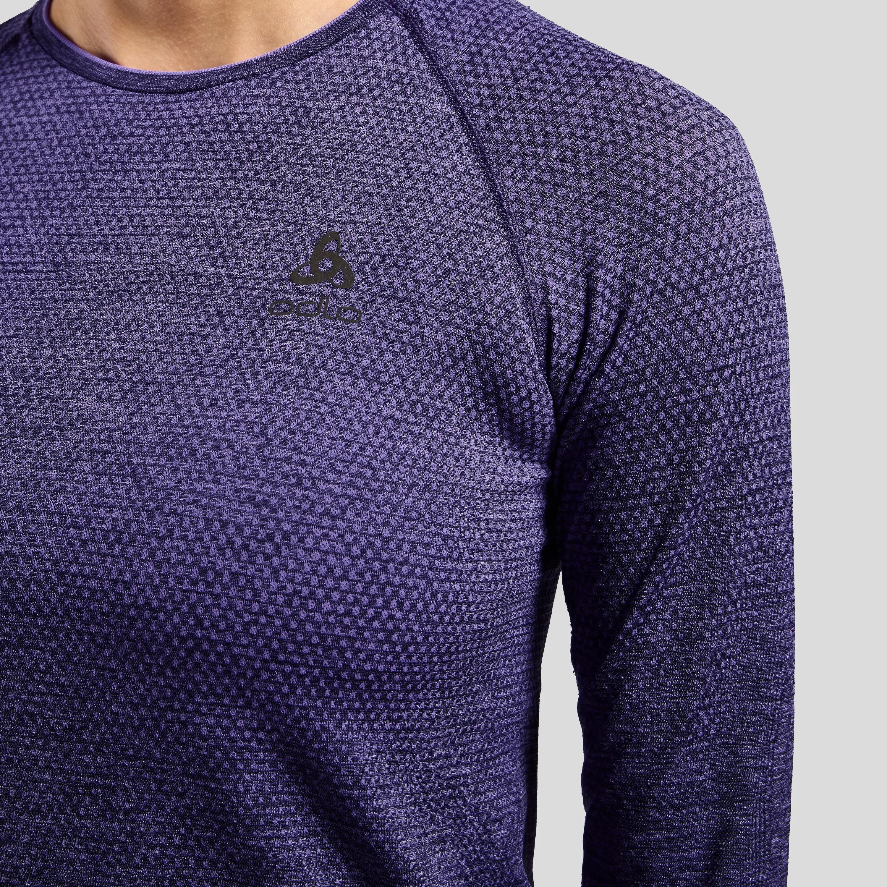 T-shirt running femme Odlo Essentials Seamless manches longues — Bleu foncé 4/7
