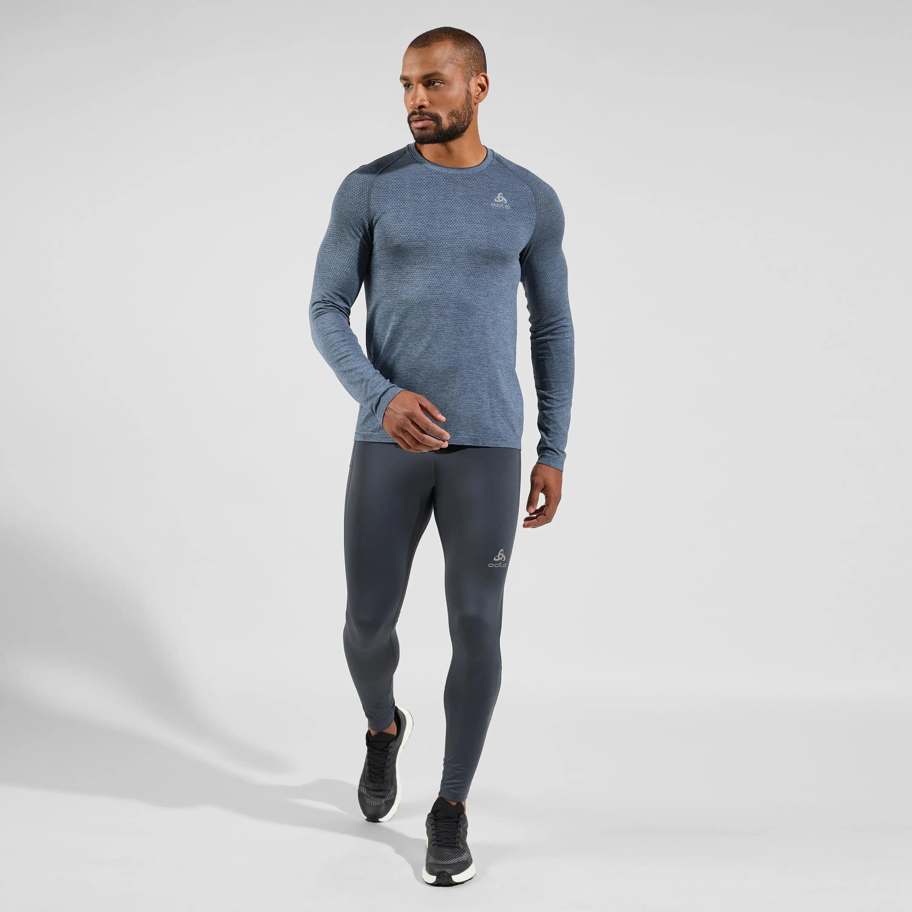 Collant da running Odlo Essential Warm Uomo con interno spazzolato blu/grigio 5/7
