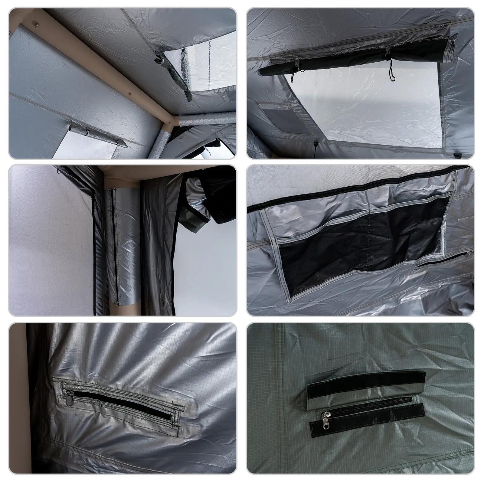 Felfújható Kempingsátor, Nagy Hordozható Sátor 8 m² Légpumpával, Kéménynyílás 9/10