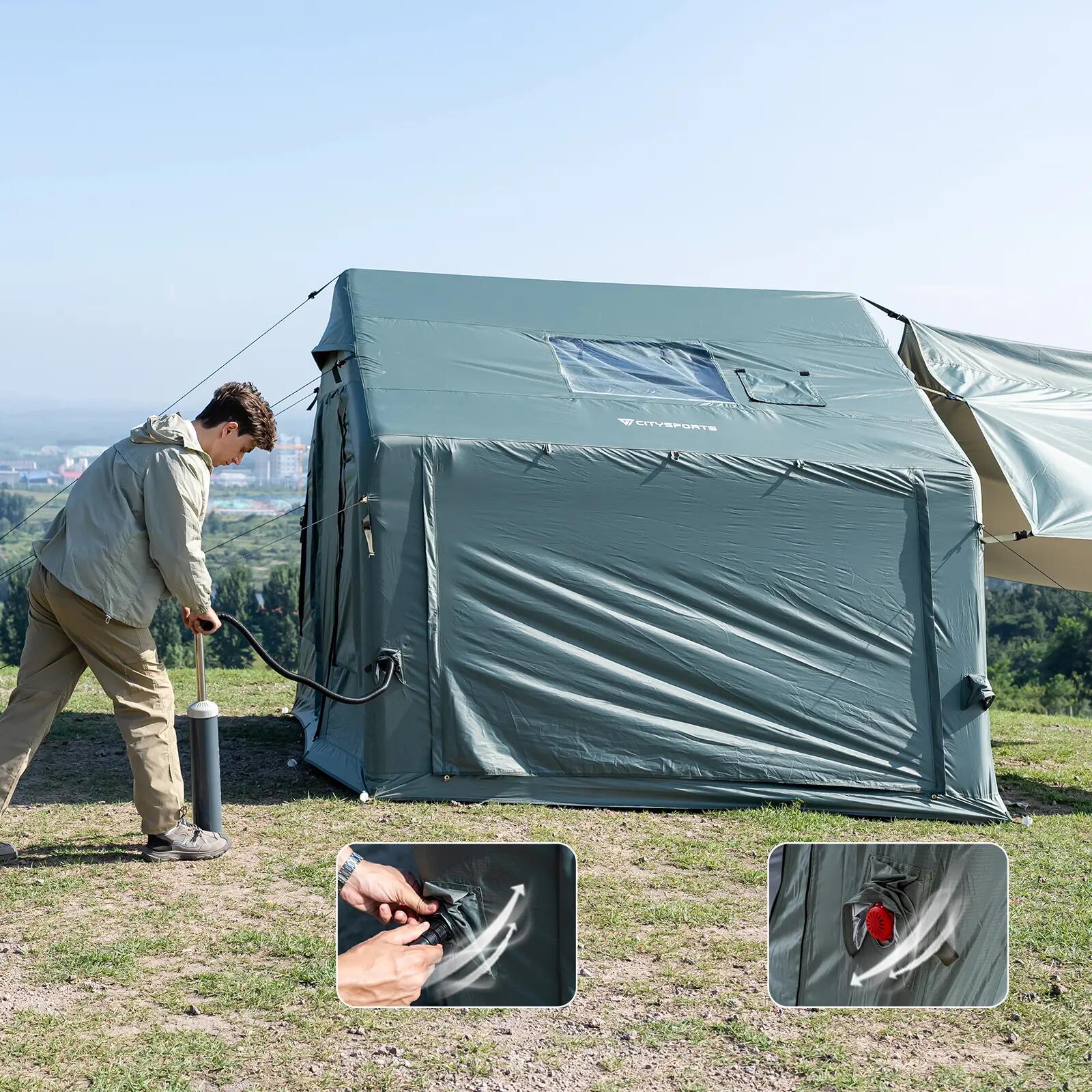 Opblaasbare Kampeertent, Grote Draagbare Tent 8 m² met Luchtpomp 4/7