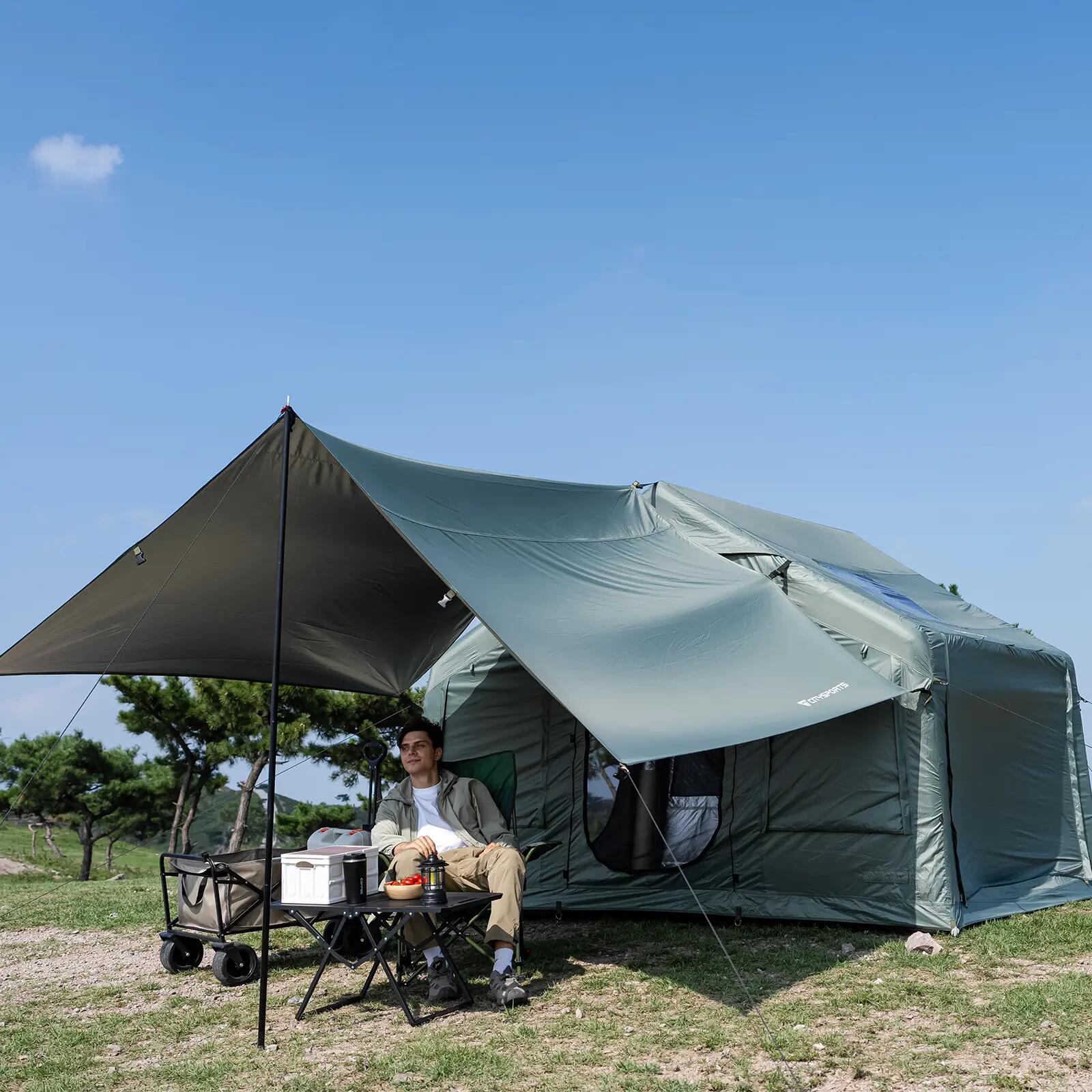 Opblaasbare Kampeertent, Grote Draagbare Tent 8 m² met Luchtpomp 5/7