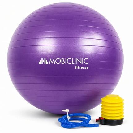 Ballon pilates 65 cm Swiss Ball Gym Ball Yoga avec gonfleur Bleu