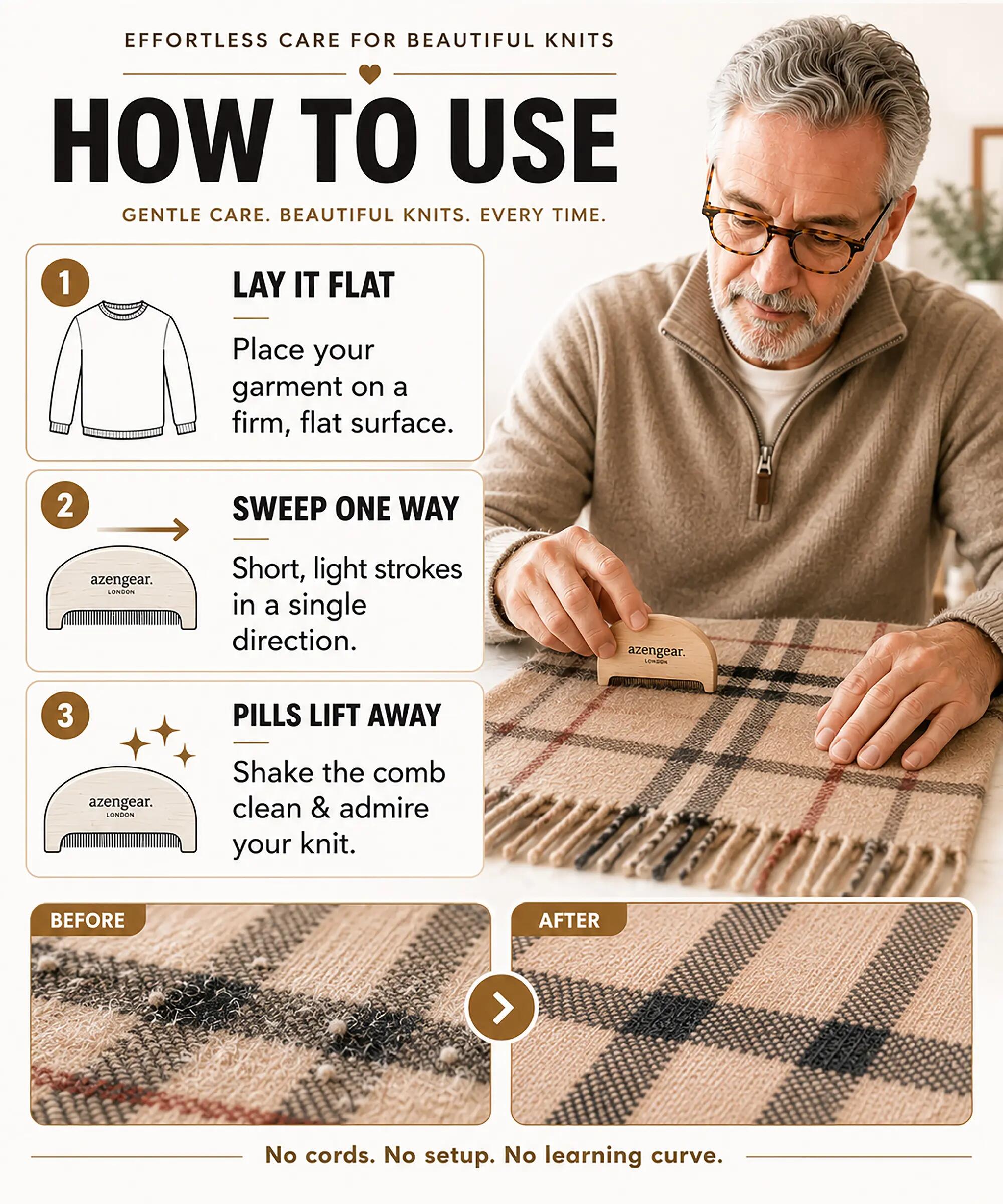 Pettine per cashmere e levapelucchi per maglioni e maglieria 4/10