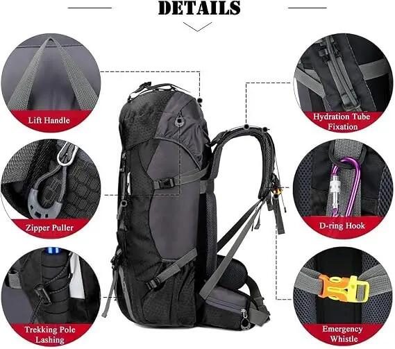 Mixte Randonnée Sac à dos 60L étanche couvre-pluie TrekMax 3/3