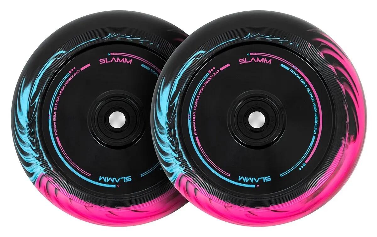 Slamm Swirl Hollow Core 110mm Stuntstep Wheel Pink Blue set van 2 stuks 5/5