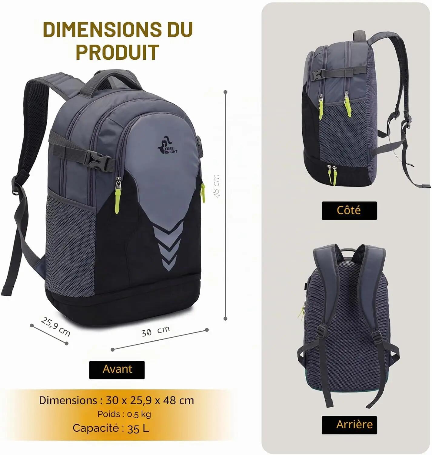 Mixte Basketball Sac à dos 35L léger compartiment ballon GymMax 2/3