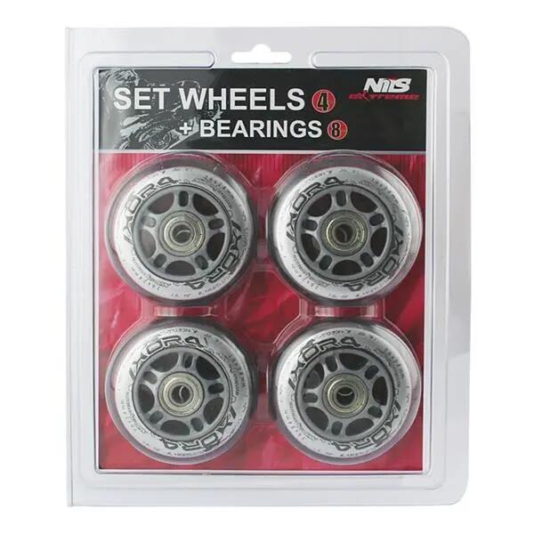 PU 70x24 82A TRANSPARANT (4 stuks) + ABEC-7 (8 stuks) SET NILS EXTREME 9/9